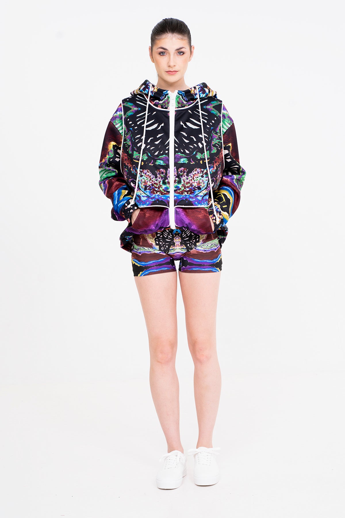 Abstract Butterfly Print Hoodie Mirror Effect - Oscar Mendoza