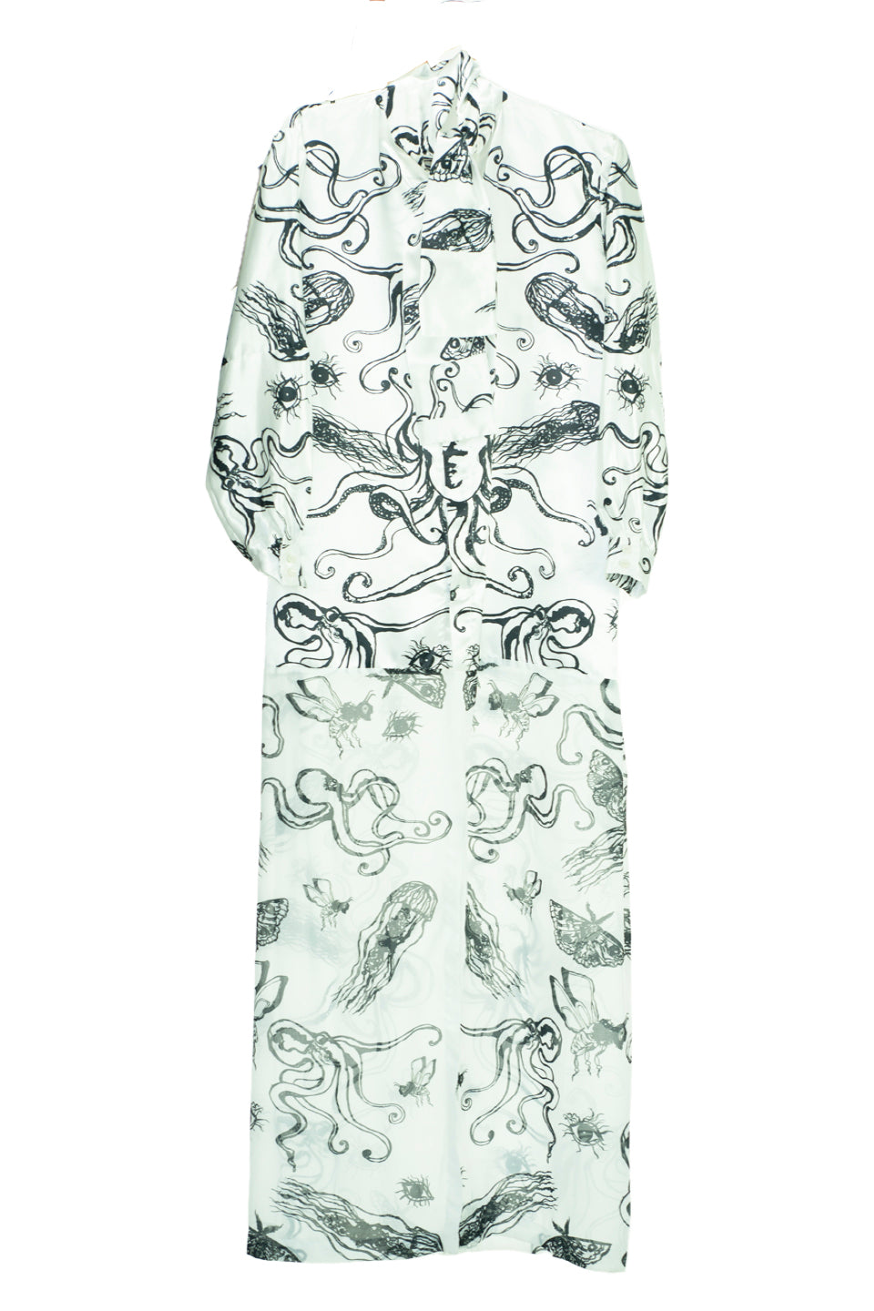 EZOTERIA - Full Print Long Tie Collar Dress Shirt - Octopod and Beast Ezoteria Print - Oscar Mendoza