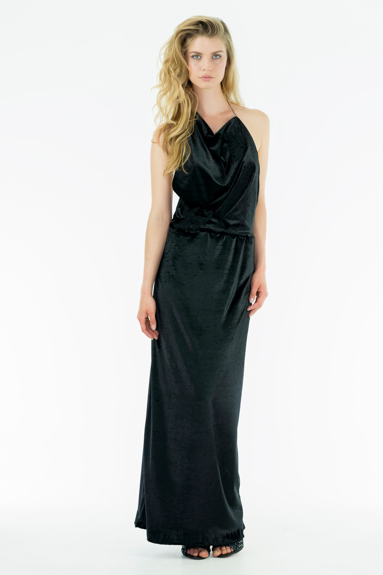 VEVEE - The  Draped Velvet Opened Back Dress - Oscar Mendoza