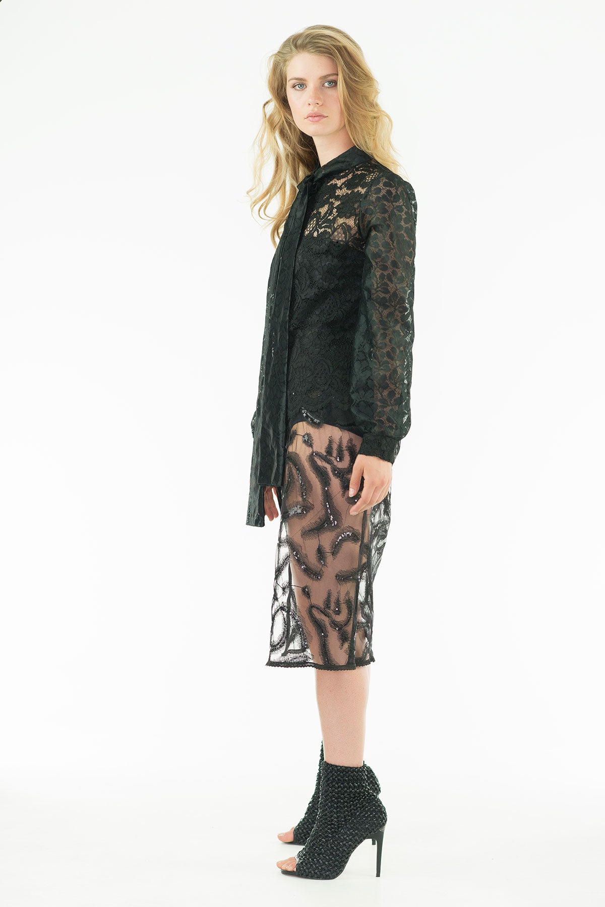 Sollange - Lace Long Shirt-Dress - Oscar Mendoza