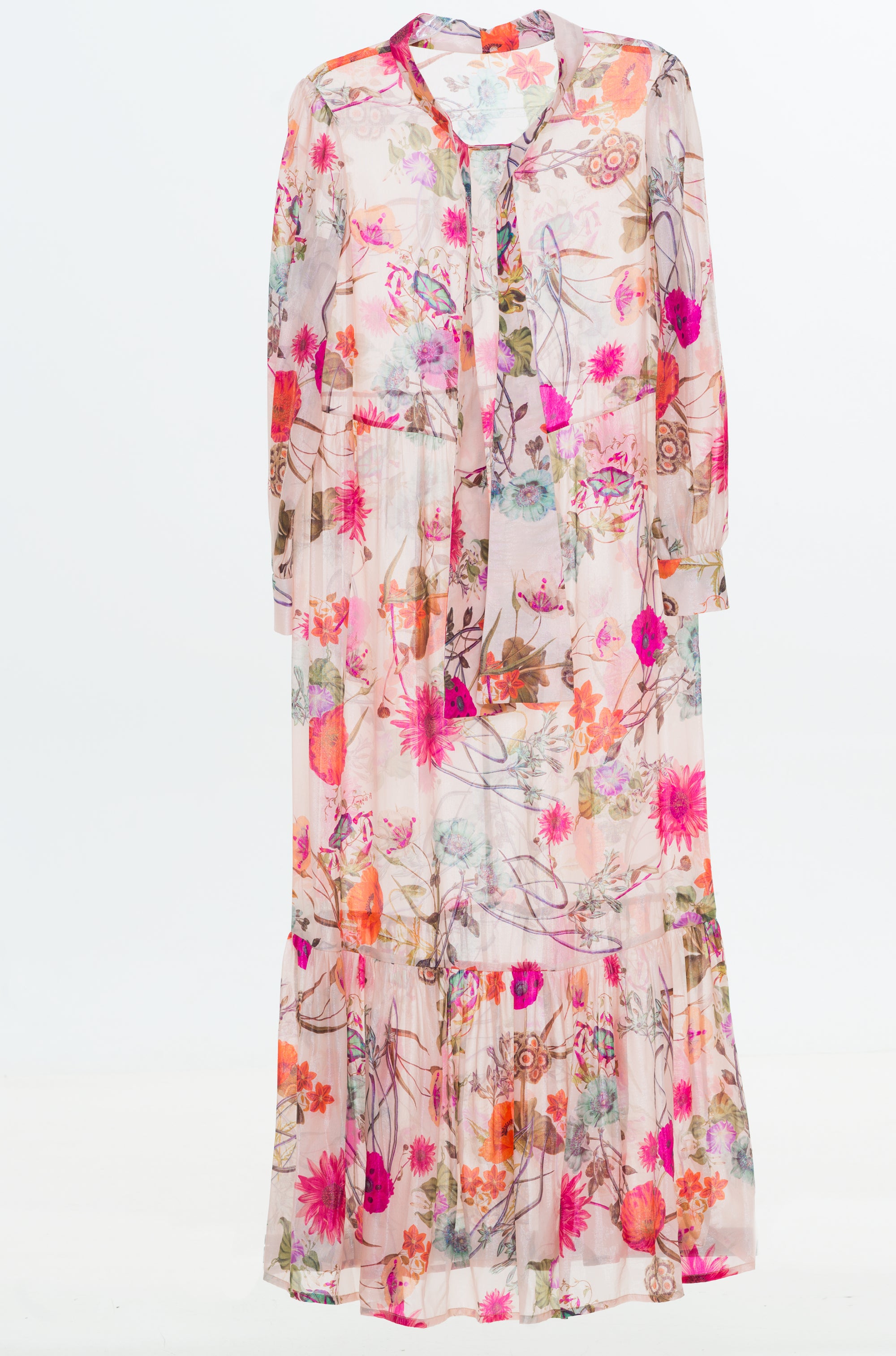 TARA - Silk Lamé Chiffon Maxi Dress - Oscar Mendoza