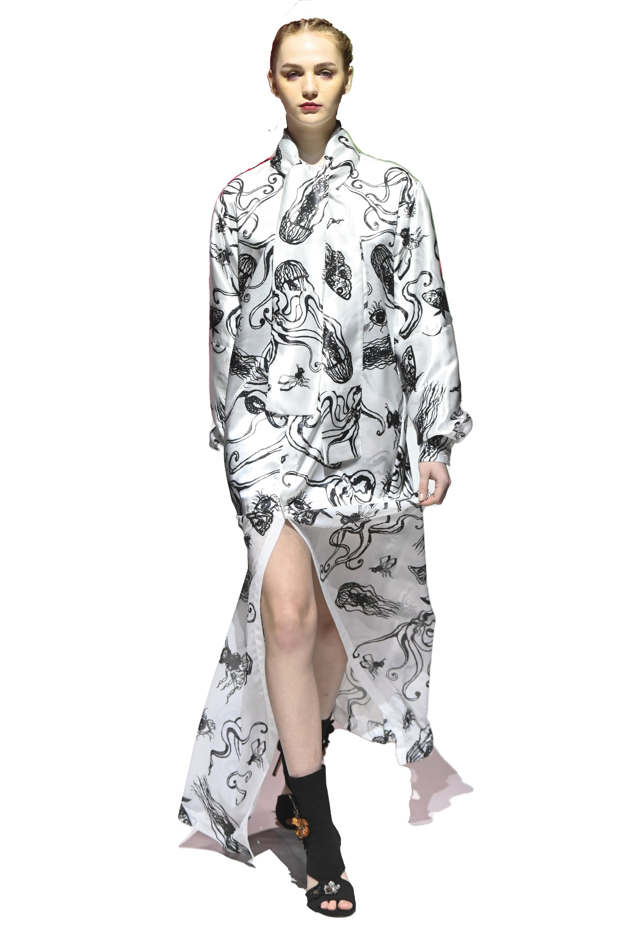 EZOTERIA - Full Print Long Tie Collar Dress Shirt - Octopod and Beast Ezoteria Print - Oscar Mendoza